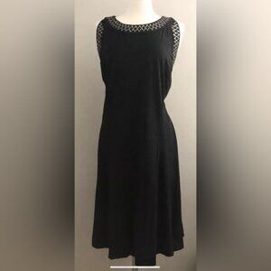 ASHLEY STEWART Women’s 22/24 Black Sleeveless Metallic Studded Fit & Flare Dress